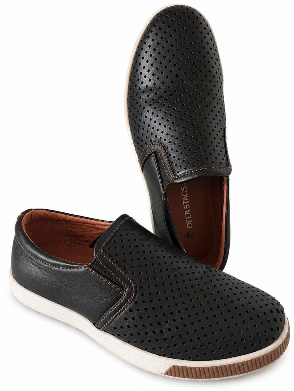 Deer Stags Boy’s Black Perforated Slip-On Casual Shoes